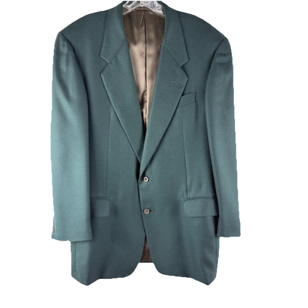 VTG Hickey Freeman x Loro Piana Custom 100% Cashmere Dark Green Blazer 42‎ Long
